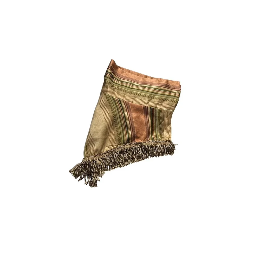 Single Croscill Carrington Swag Valance Satin Stripe Fringe Trim Short Curtain